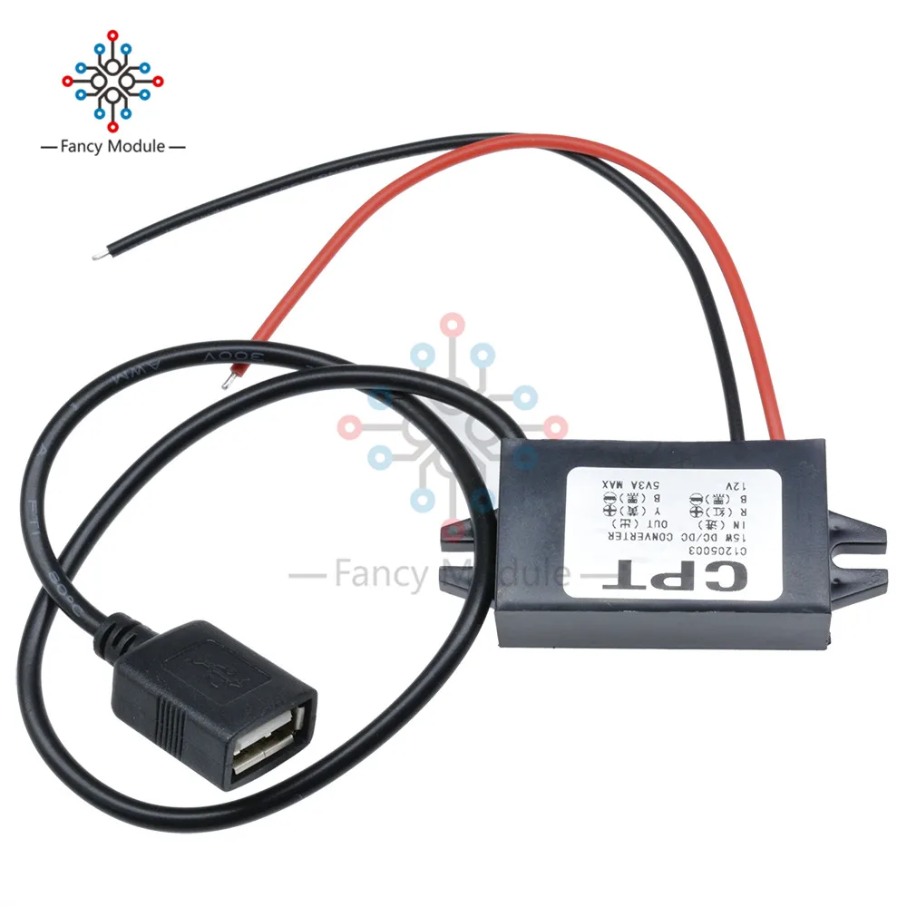 DC 12V to 5V Step Down Модуль питания USB Female Port Converter Potting Waterproof Power Module for phone charger|Адаптеры