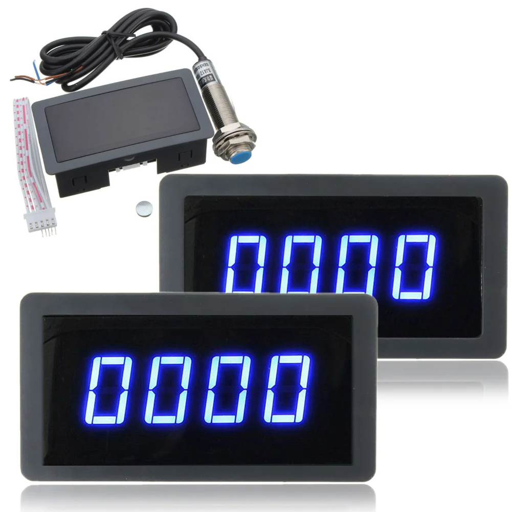 4 цифровой светодиодный синий Тахометр RPM измеритель скорости + датчик
