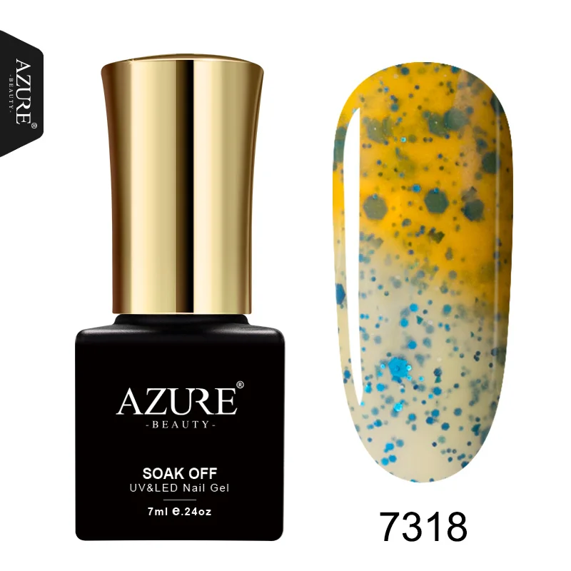 7318 AZURE BEAUTY Гель-лак термо меняющийся Гель-лак УФ замачиваемый термо-Хамелеон Гибридный лак Эмаль Полупостоянный Гель-лак - Цвет: 7318