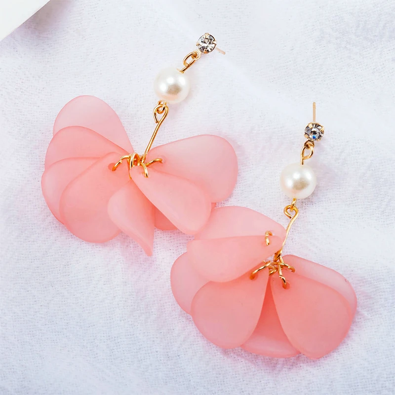 Корейские модные серьги ручной работы романтические висячие с лепестками