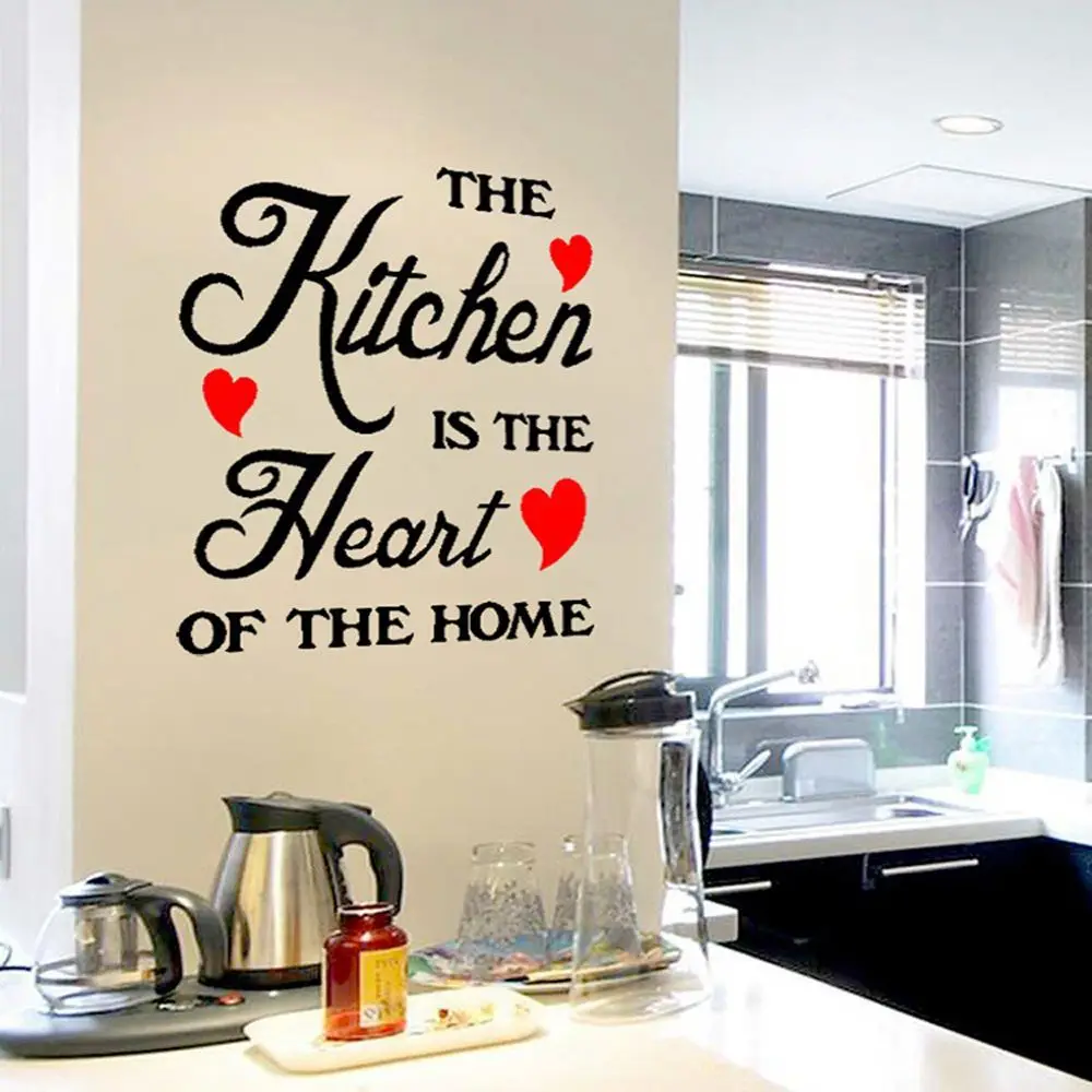 The Kitchen is Heart of Home Wall Stickers Removable DIY Letter Sticker Vinyl Decals Accessories|Наклейки на стену| |