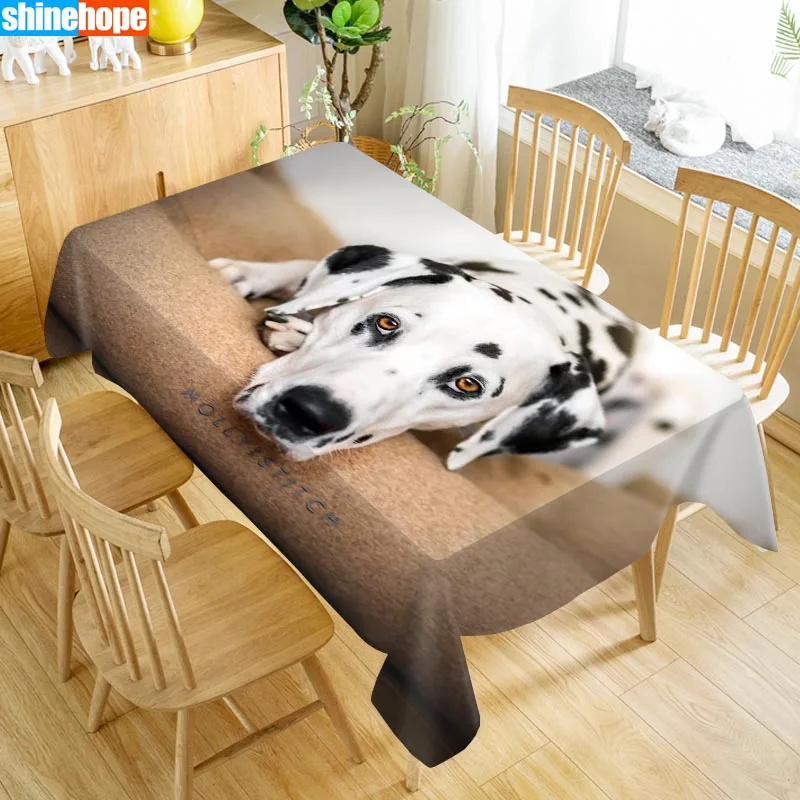 Custom Christmas Dalmatian Dog Table Cloth Oxford Print Rectangular Waterproof Oilproof Animals Cover Wedding Tablecloth | Дом и сад