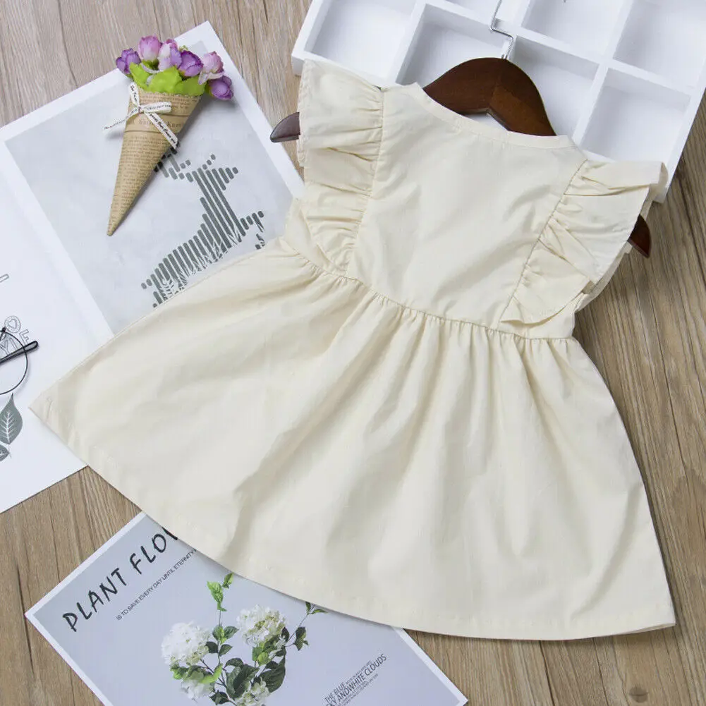 Girl Princess Imcute 2019 New in Fashion Dress Infant Toddler Kid Baby Fly Sleeve Tutu Dresses White Button Casual Sunsuit US | Детская