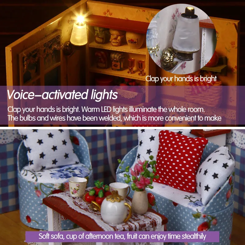 DIY Миниатюрный Кукольный дом вилла модель мебель 3D деревянные кукольные домики миниатюрный кукольный домик мебель KitToys для детей