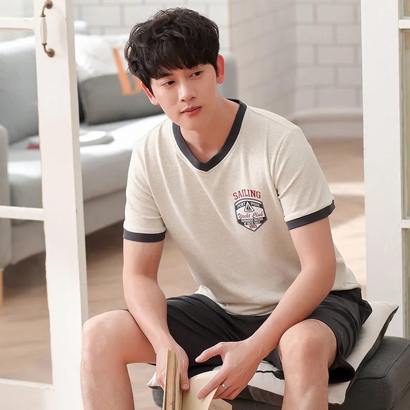 

Men summer new Korean cotton pyjamas pajamas comfortable casual short sleeve shorts thin suit men pajama sets mens pajama set