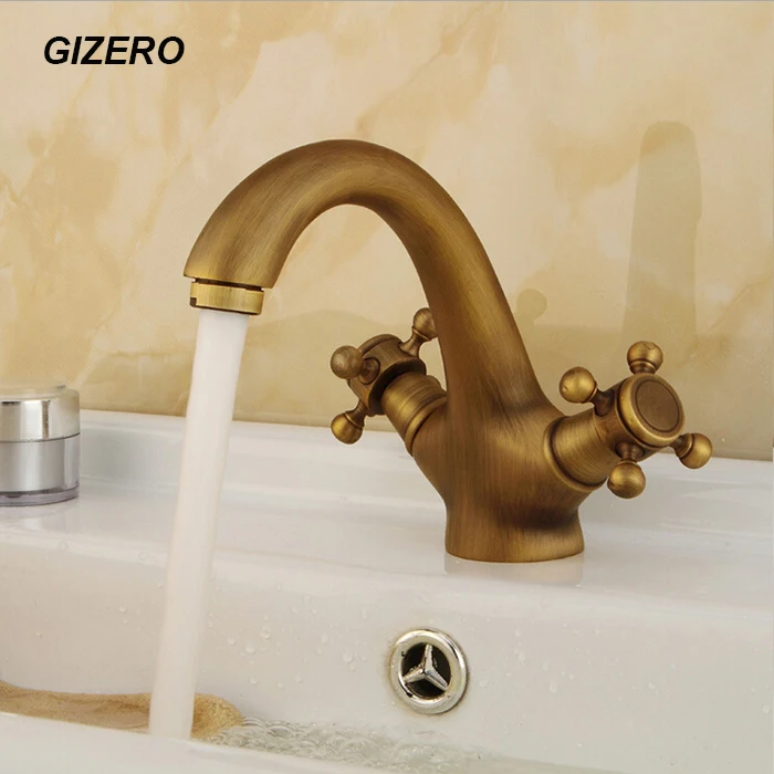 

Dual Handle Basin Swan Faucet Antique Finish Classic Faucet deck mounted hot&cold mixer torneira banheiro ZR178