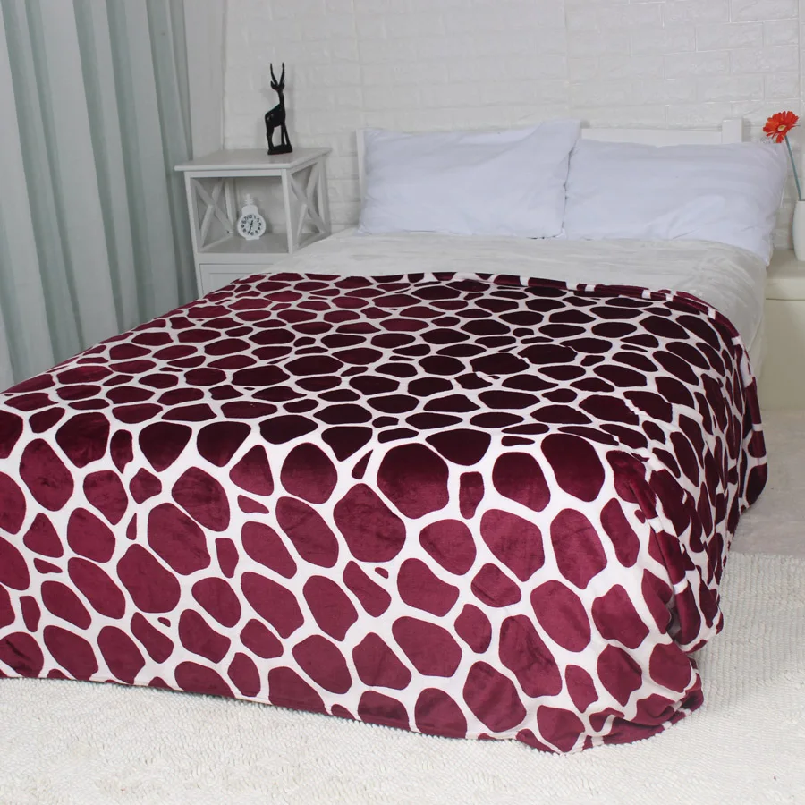 Зимнее одеяло бордовый красный Жираф кожа дизайн Король Королева фланелевые