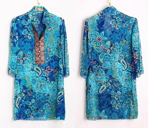 Женская шифоновая блузка с полурукавами и цветочной вышивкой размеры до 5XL|women