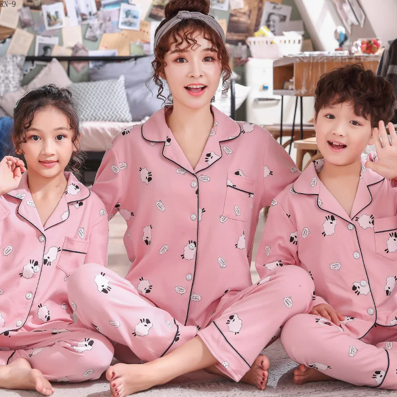 Пижамный комплект для мальчиков Весенние хлопковые одинаковые комплекты семьи