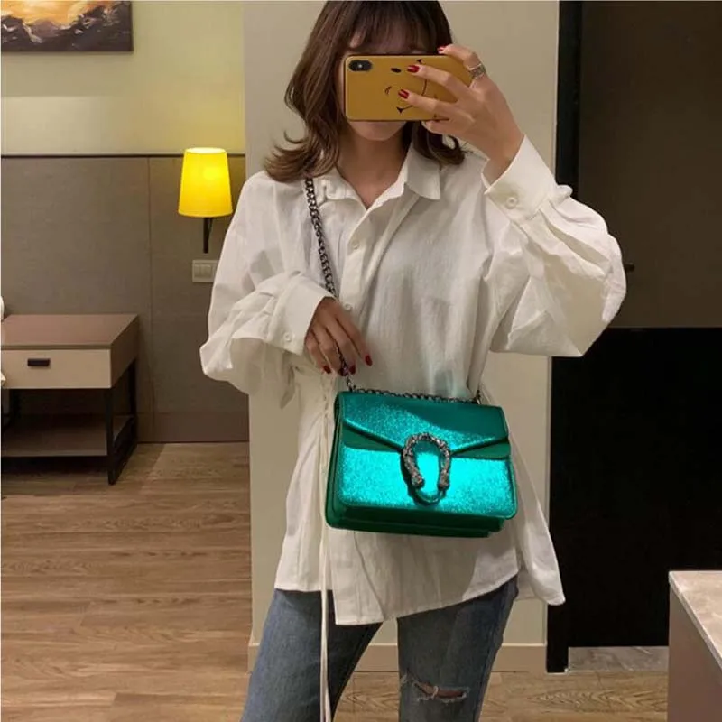 Luxury Green Shoulder Bags for Women 2019 New High Classy Purses Handbag Fashion Ladies Black Sling Bag Cross Body | Багаж и сумки