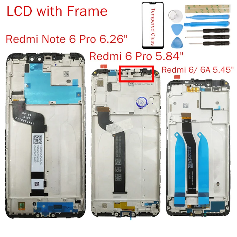 ЖК дисплей с рамкой и дигитайзером в сборе для Xiaomi Redmi Note 6 Pro/ 6A 10|Экраны мобильных