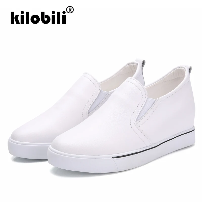 Kilobili/2019 г. весенние женские кроссовки на платформе обувь из натуральной кожи без
