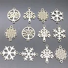 Соединители для новогодних елок со снежинками, коннектор из нержавеющей стали для ожерелий и браслетов, принадлежности для самостоятельного изготовления серег, 10 шт.