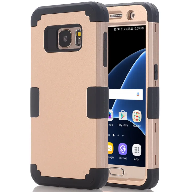 For Samsung Galaxy s7 case Hybrid Heavy Duty Shockproof Flat color back Case with 3 in 1 Dual Layer Hard PC Soft Silicone Coque | Мобильные