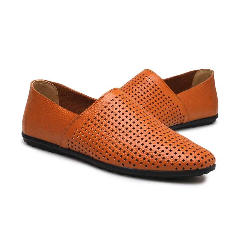 Плюс Размеры 46 Для мужчин повседневная обувь с острым носком полые Обувь кожаная