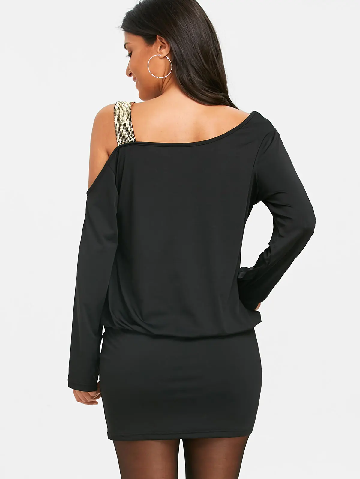 Женское облегающее платье Kenancy мини с длинным рукавом открытыми плечами и