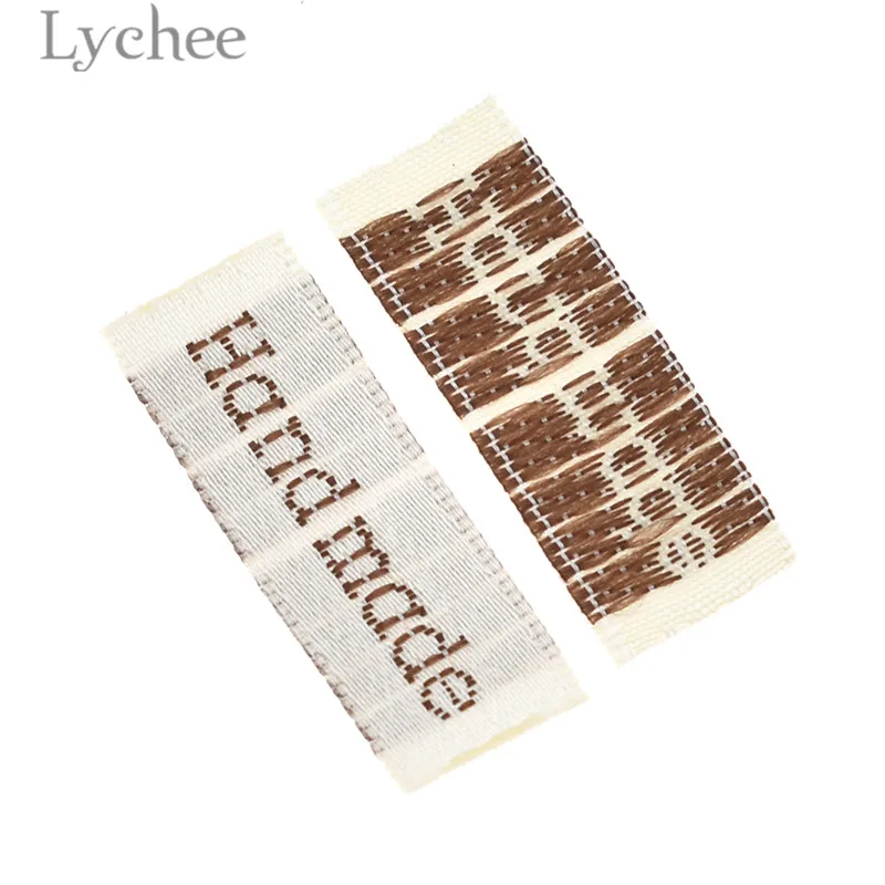 Lychee Life 50 шт. белые тканые этикетки ручной работы вышивка букв моющиеся бирки