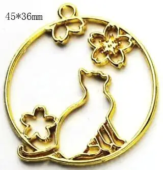sakura round GD 5 шт Серебряный Сакура кошки Подвески УФ смолы открытым обрамление Золото Круглый звезда кулон кошка Создание украшений из каучука декоративный брелок Кабошоны - Цвет: sakura round GD