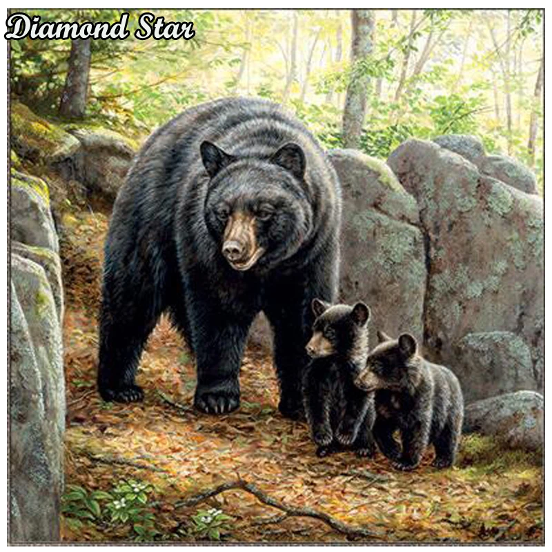 

DIY алмазная живопись медведь животное вышивка крестом мозаика Алмазная вышивка рукоделие полный квадратный горный хрусталь домашний Декор...