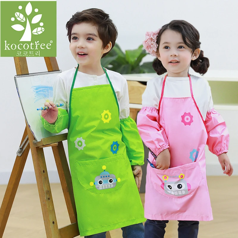 Kocotree милый детский кухонный фартук для выпечки с рисунком, детский художественный фартук для приготовления пищи, нагрудник для защиты окружающей среды, фартук с рукавами