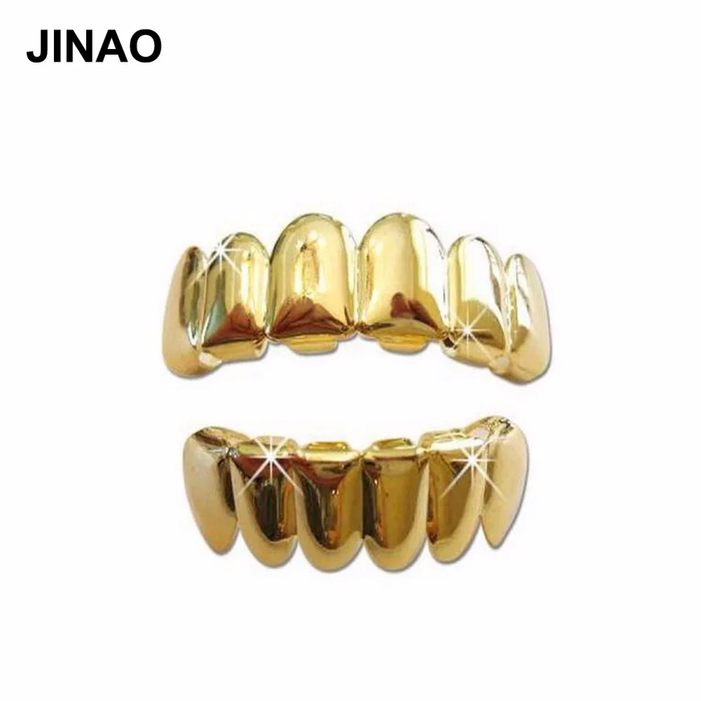 JINAO новые подходящие позолоченные хип хоп грили для зубов набор гриля сверху и