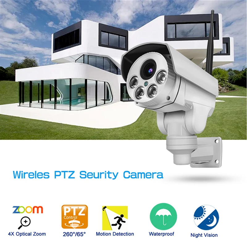 2MP CCTV камера Двусторонняя аудио ночное видение 5x зум оптический 1080p наблюдения