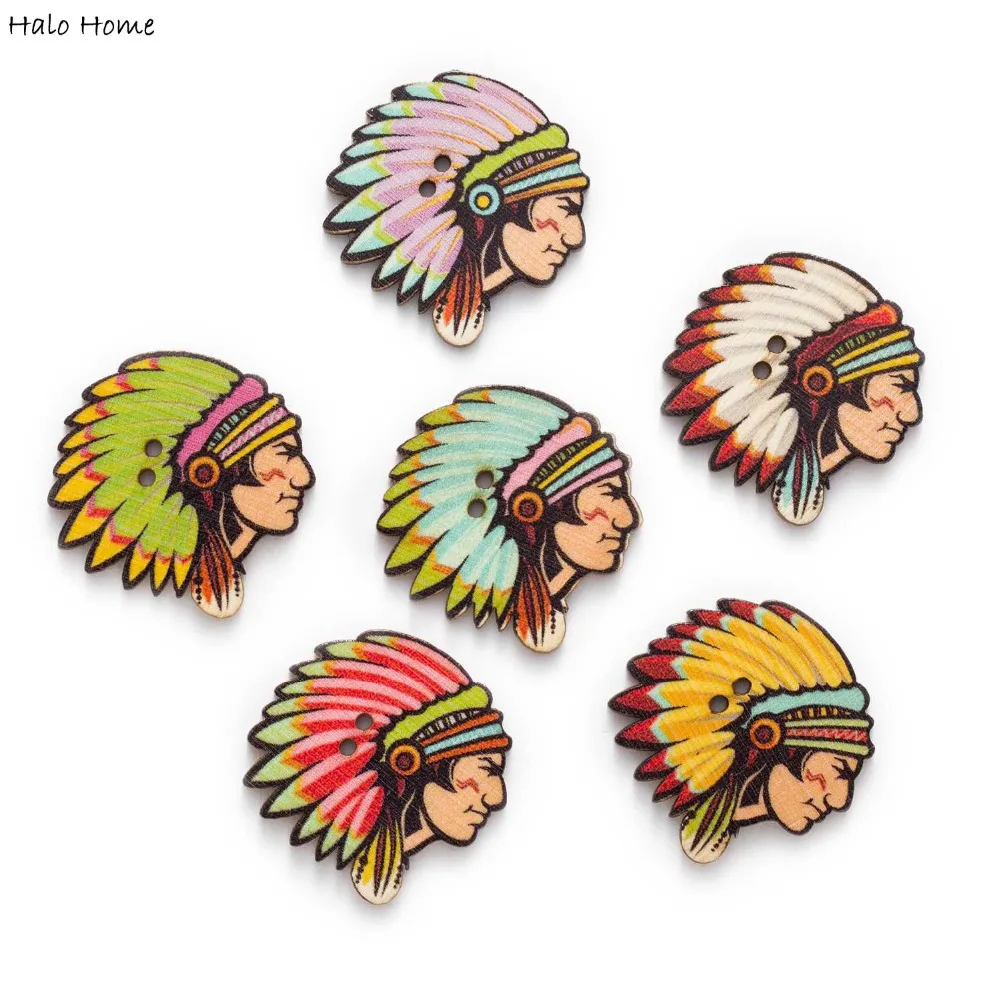 30 шт. индийские тема с рисунками &quotперо&quot Стрела/олень деревянные пуговицы для