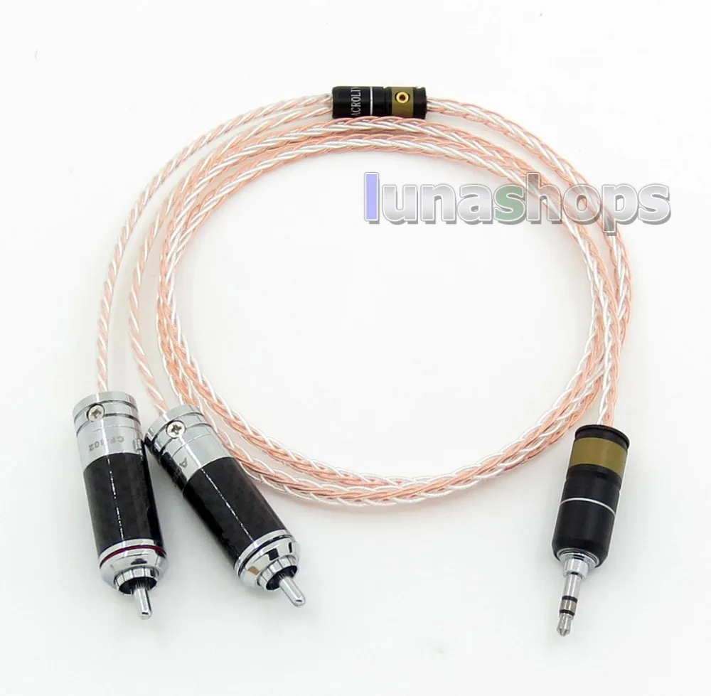 

LN005751 1 м Acrolink 3,5 мм штекер-2 RCA Spitter стерео HiFi аудио кабель 8 ядер OCC Серебристая оплетка