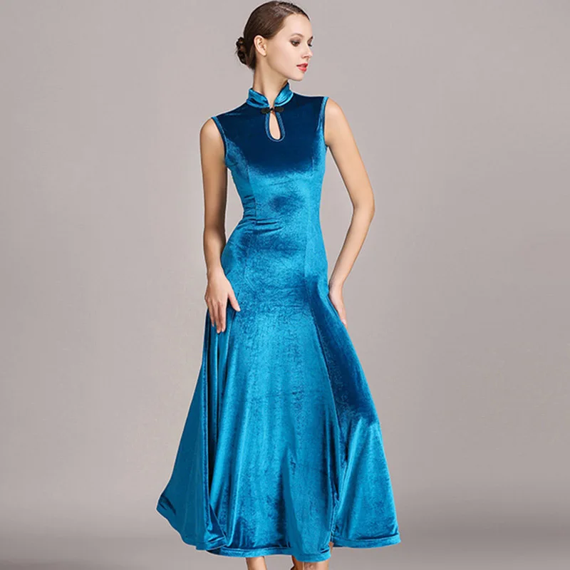 Women ballroom dress colors Violet velvet dance modern costumes waltz competition tango flamenco rumba | Тематическая одежда и