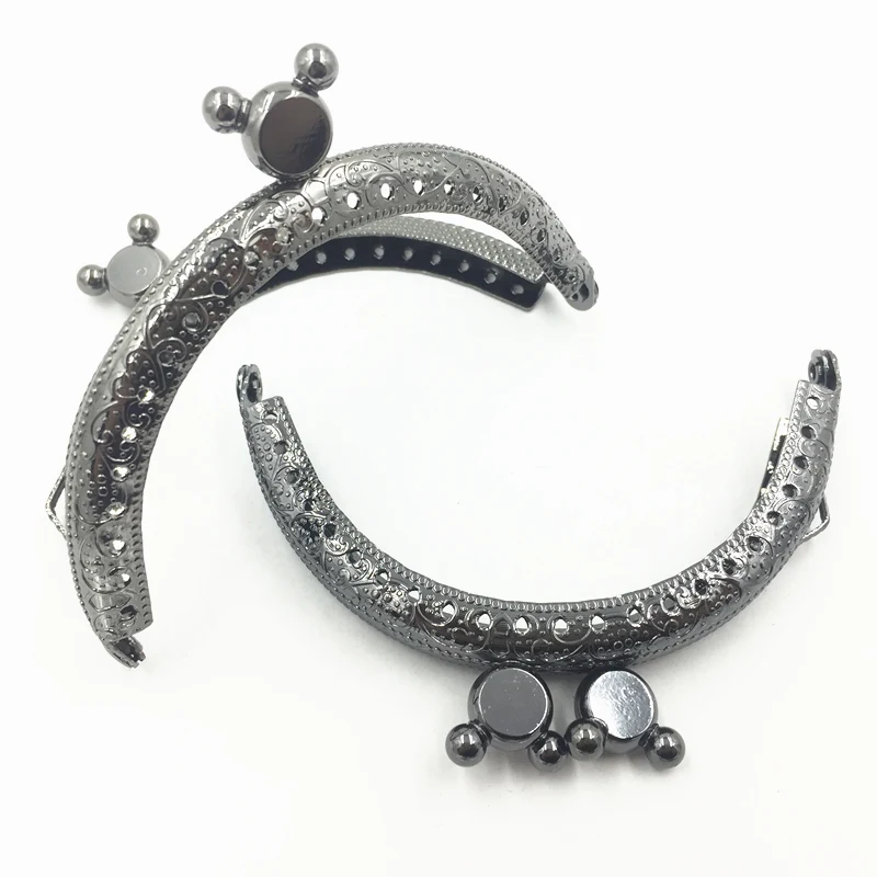 Gunmetal Tone Metal Purse Frame Handle Bag Arch Pattern Simple Handbag Fashion Animal Lock Luggage Accessories 8.5CM | Багаж и сумки