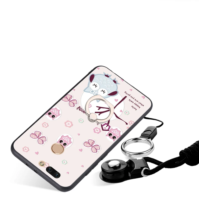 Ipngve 3D рельефная печать Мягкие TPU + PC жесткий чехол для Huawei Honor V9 с кольцом держатель