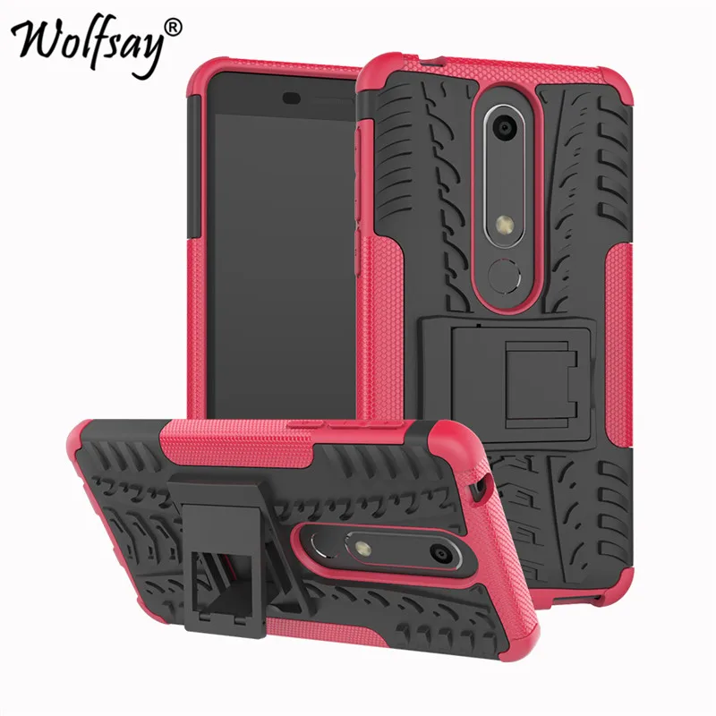 Чехол Wolfsay для Nokia 6 1 2018 чехол из мягкой резины и пластика Kickstand Fundas TA 1043|Бамперы| |