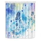 72 ''акварельные Синие Бабочки на цветы Ванная комната Водонепроницаемая Ткань занавеска для душа полиэстер 12 крючков комплект аксессуаров для ванной