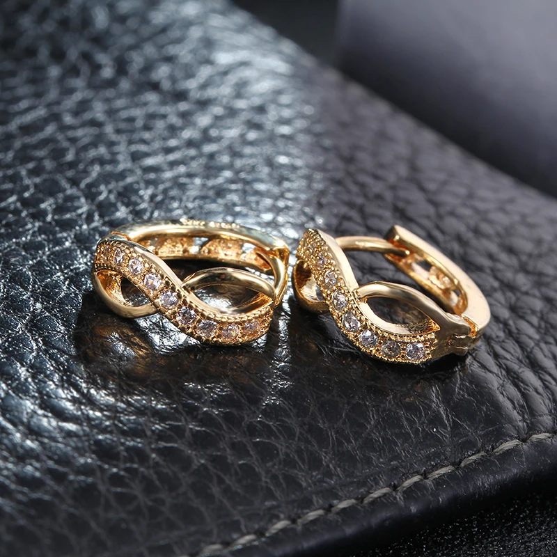 Уникальный Крест Дизайн ААА Циркон инкрустация 585 золотистые серьги кольца для