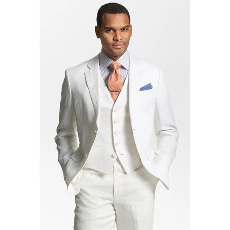 Индивидуальный заказ льняные костюмы цвета слоновой кости мужской официальный