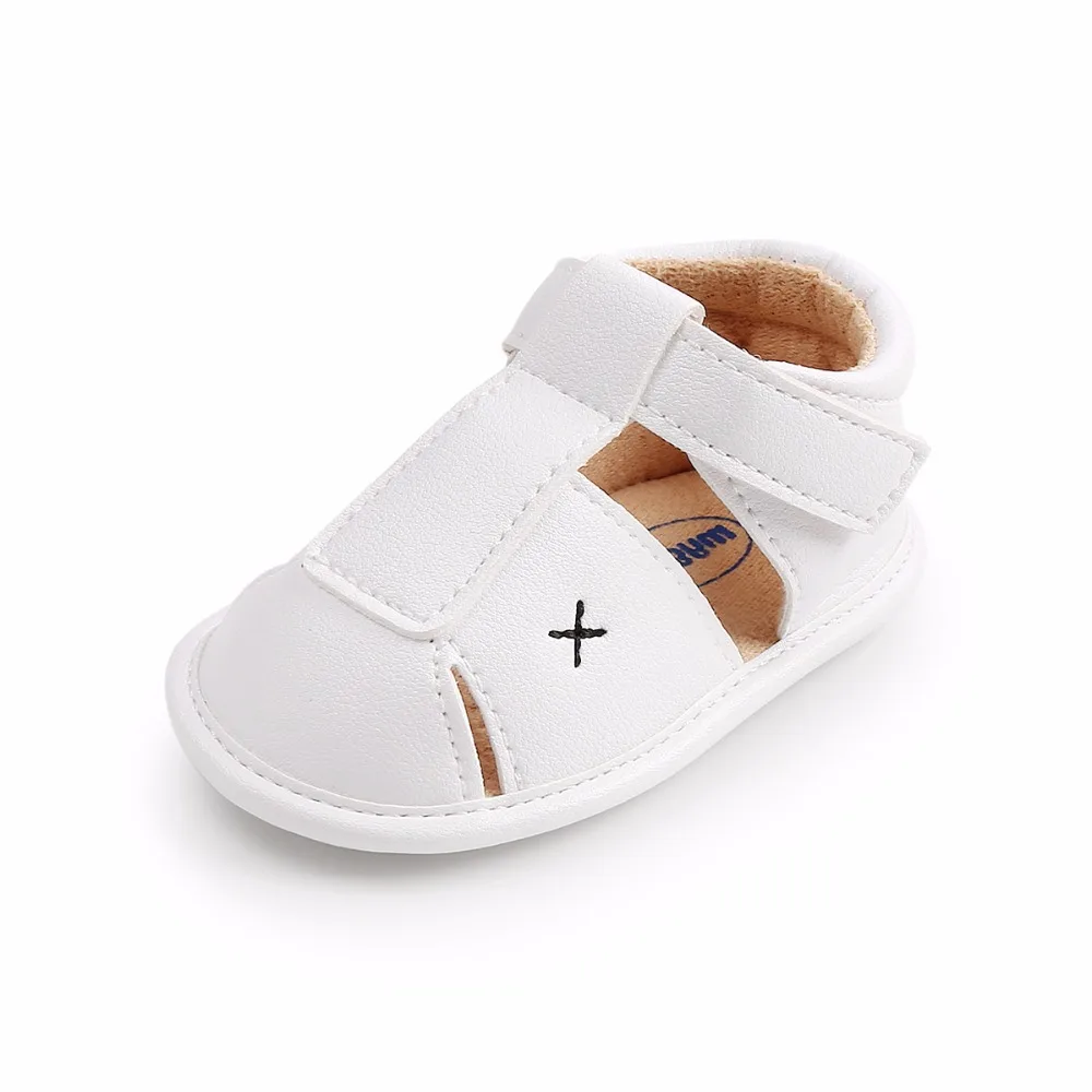 Для новорожденных детские сандалии для мальчиков PU кожаный крючок и петля