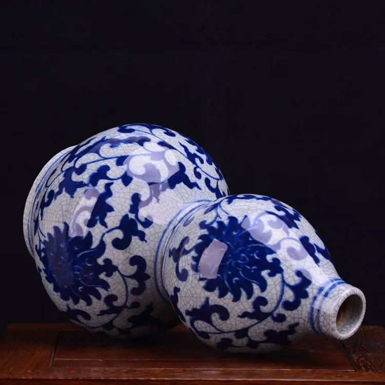 Керамическая антикварная синяя глазурованная ваза с трещинами от Jingdezhen toguan|vases