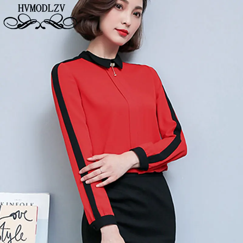 Повседневная одежда с длинными рукавами Свободная блузка воротником-стойкой