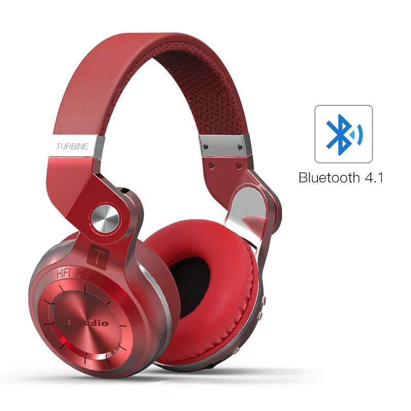 Bluedio T2S Bluetooth наушники складные BT 4.1 Беспроводные сбасом bluetooth гарнитуры-наушники для музыки телефона xiaomi - Цвет: Red