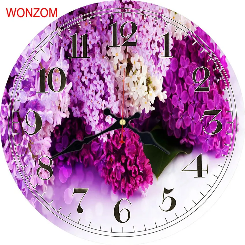 Большие настенные часы WONZOM с воздушным шаром бесшумные для гостиной деревом и