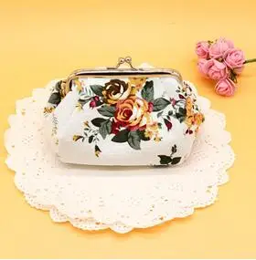 white Модный женский кошелек для монет с цветочным принтом, маленький кошелек для монет, две металлические кнопки, Карманный мешочек с монеткой, держатель для кредитных карт - Цвет: white