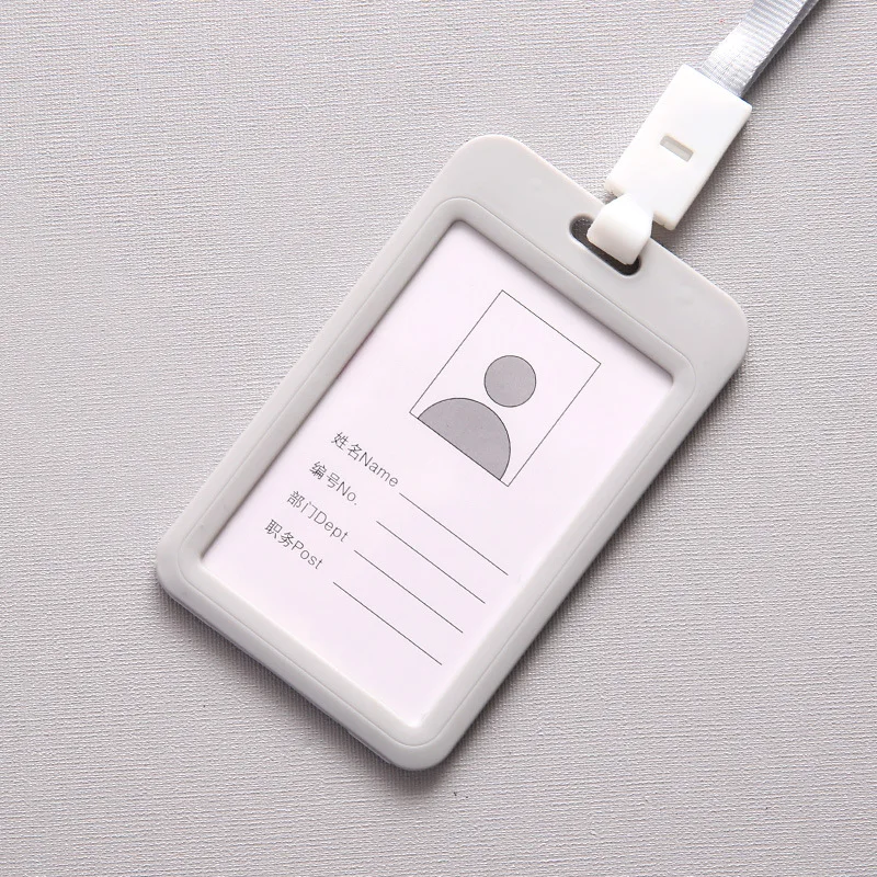Gray ID Имя держатели кредитных карт для женщин и мужчин PU банк карты шеи ремень карты автобус ID держатели конфеты цвета идентификационный значок со шнурком - Цвет: Gray
