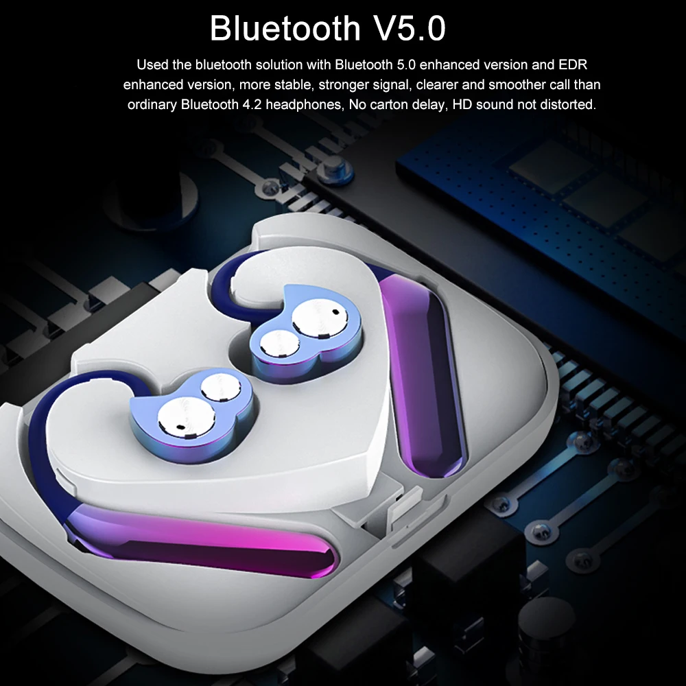Беспроводные наушники, Bluetooth наушники TWS 5,0, двойной динамический, долгий срок службы батареи, IPX7, водонепроницаемая гарнитура с микрофоном