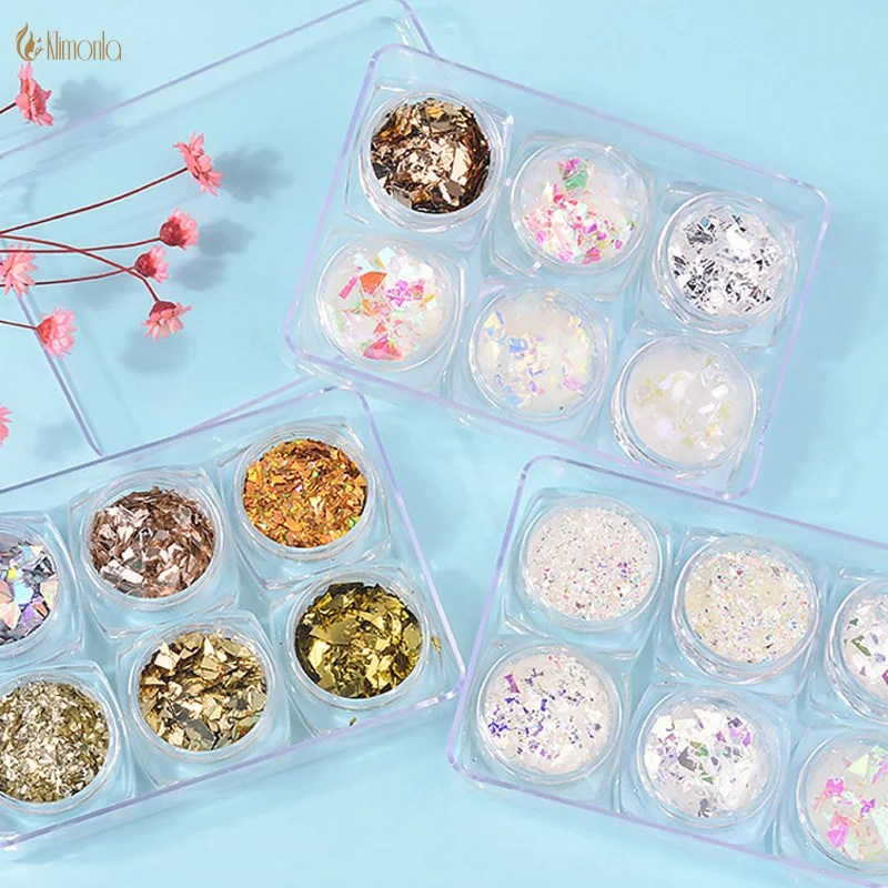 3 комплекта голографические чешуйчатые Блестки для ногтей цветные наклейки