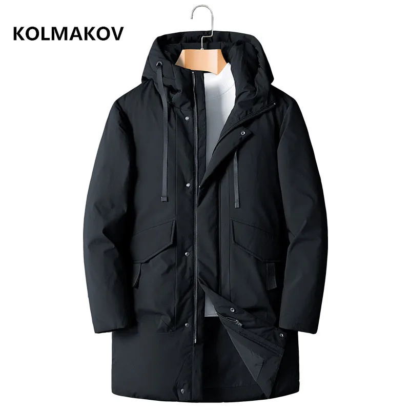 Черный Winter Men's Clothing 90% White Duck Down high quality Hooded Down Jackets Winter Coats Men Casual thicken Jackets - Цвет: Черный