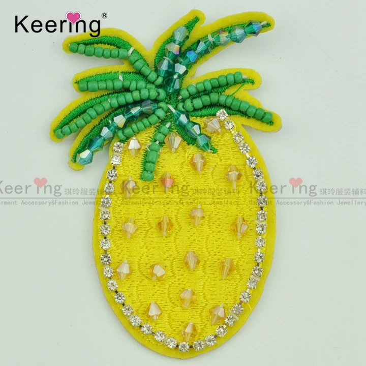 Изящный желтый цвет ананас фотография одежды|beaded applique|appliques for clothesrhinestone beaded appliques