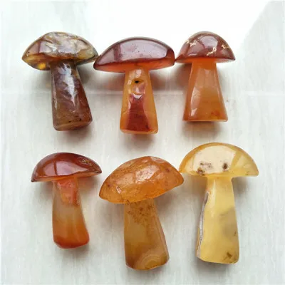 carnelian(6pc) 6 шт. резьба ручной работы красочный Радужный флюорит Хрустальный гриб очень милый цена подарки Сердолик гриб - Цвет: carnelian(6pc)