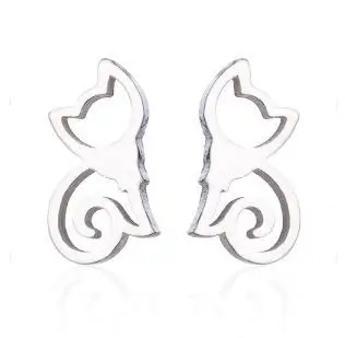 

High Quality Korean Fashion Cute Cat Earring Stainless Steel Ear Piercing Earring Unisex Stud Earring