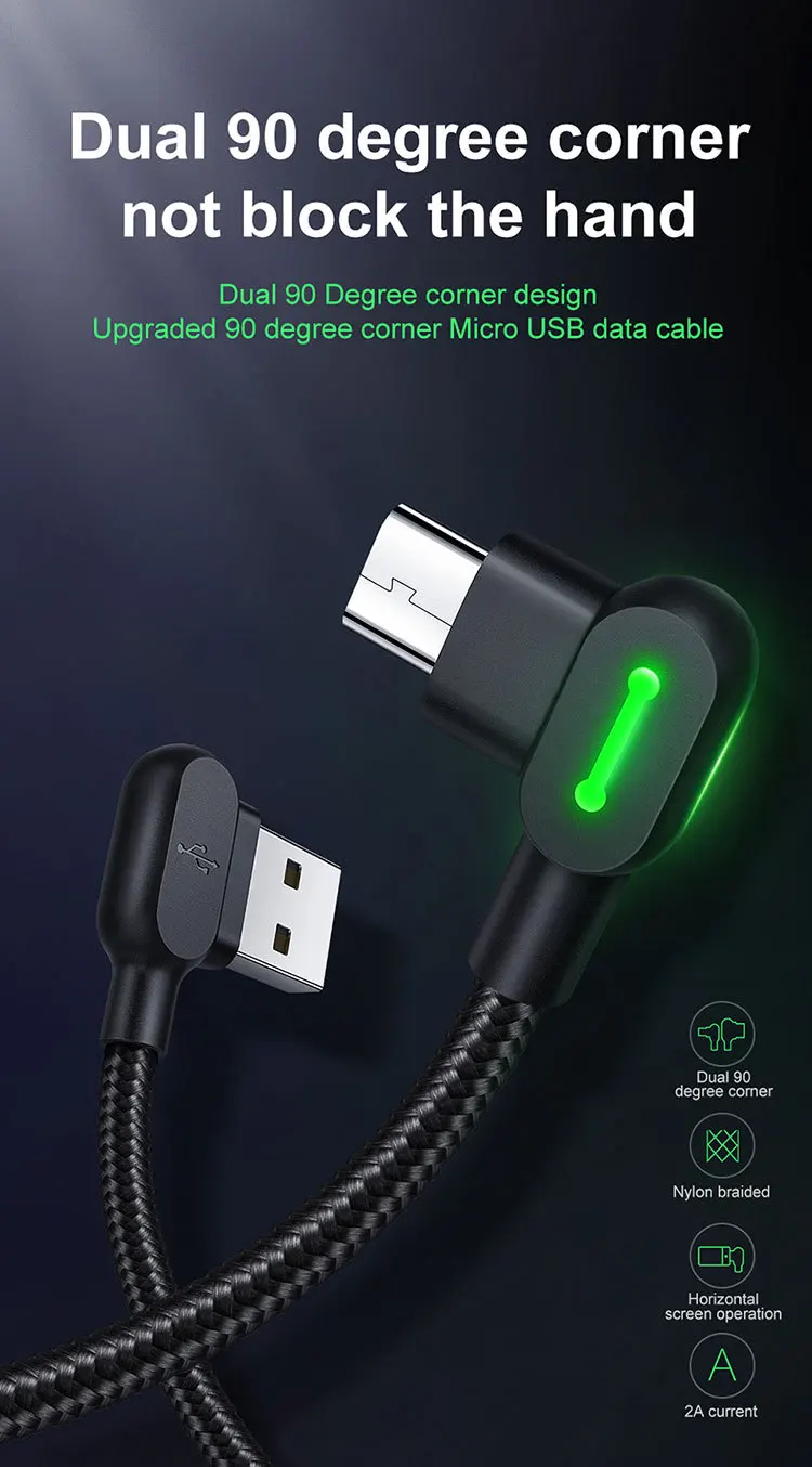Двойной 90 градусов Micro USB кабель 2A Быстрая зарядка кабель синхронизации данных USB зарядное устройство кабель для samsung Xiaomi huawei мобильный телефон кабель