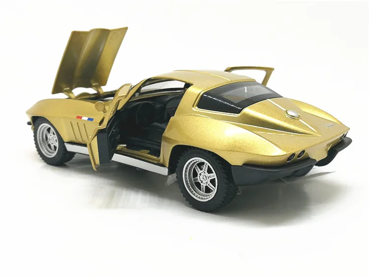 1:32, электрический спортивный автомобиль Corvette C2, литая модель автомобиля из сплава, металлический автомобиль, детская игрушка